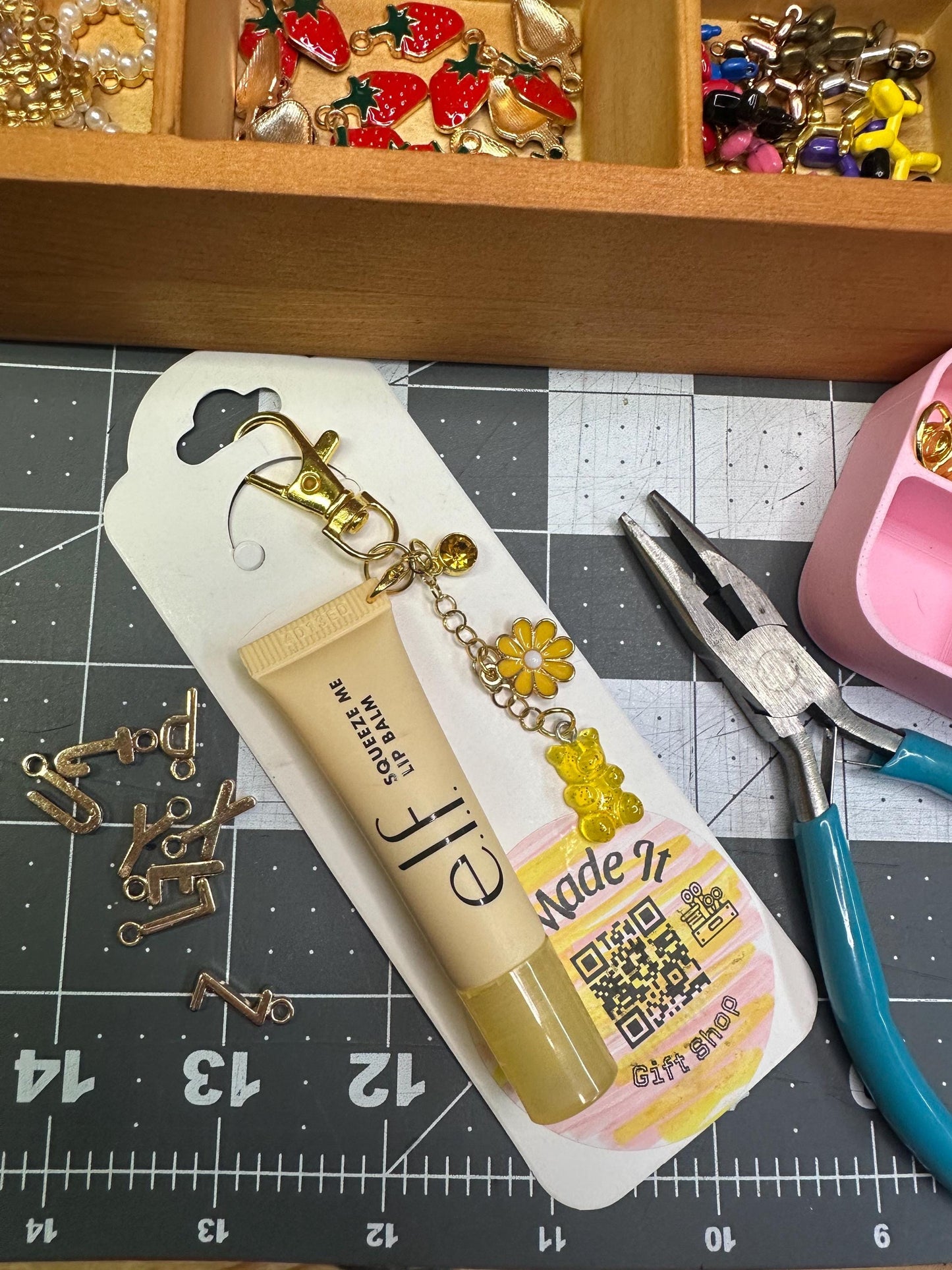 ELF vanilla (yellow) lip balm with charms