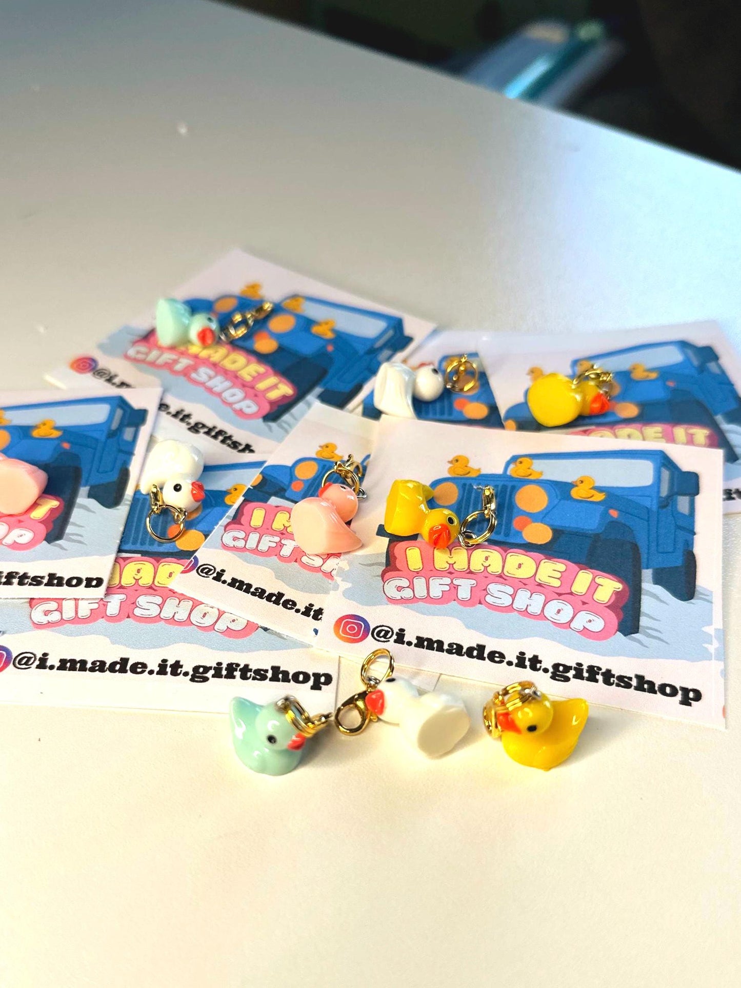 Jeep Rubber duck charms for jeep lovers keychain in pink, yellow, white, and blue Jeep Duck, Jeep, Rubber Duck, Keychain Charm