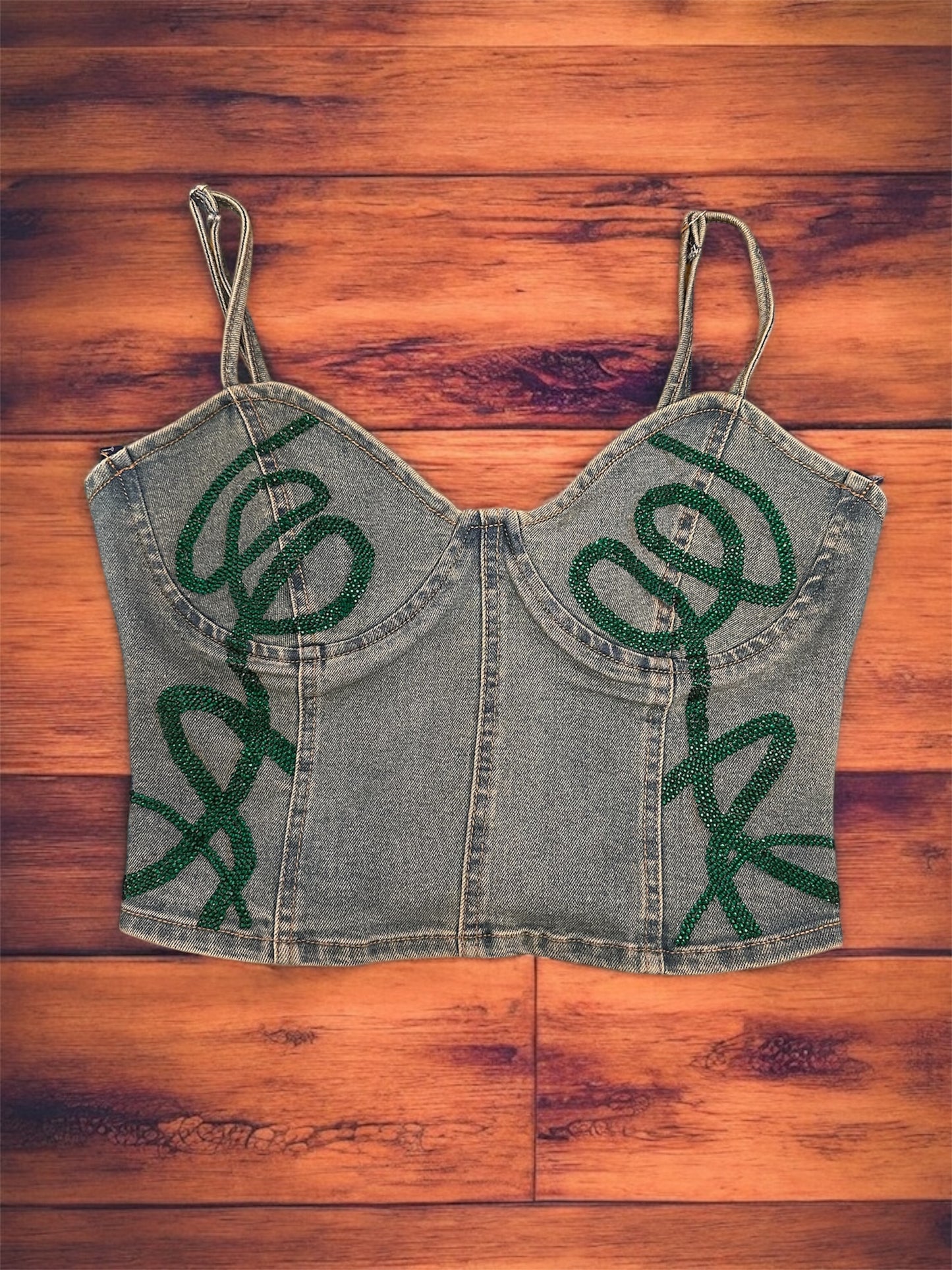 Denim Bedazzled Bustier - Women's M - Unique Design