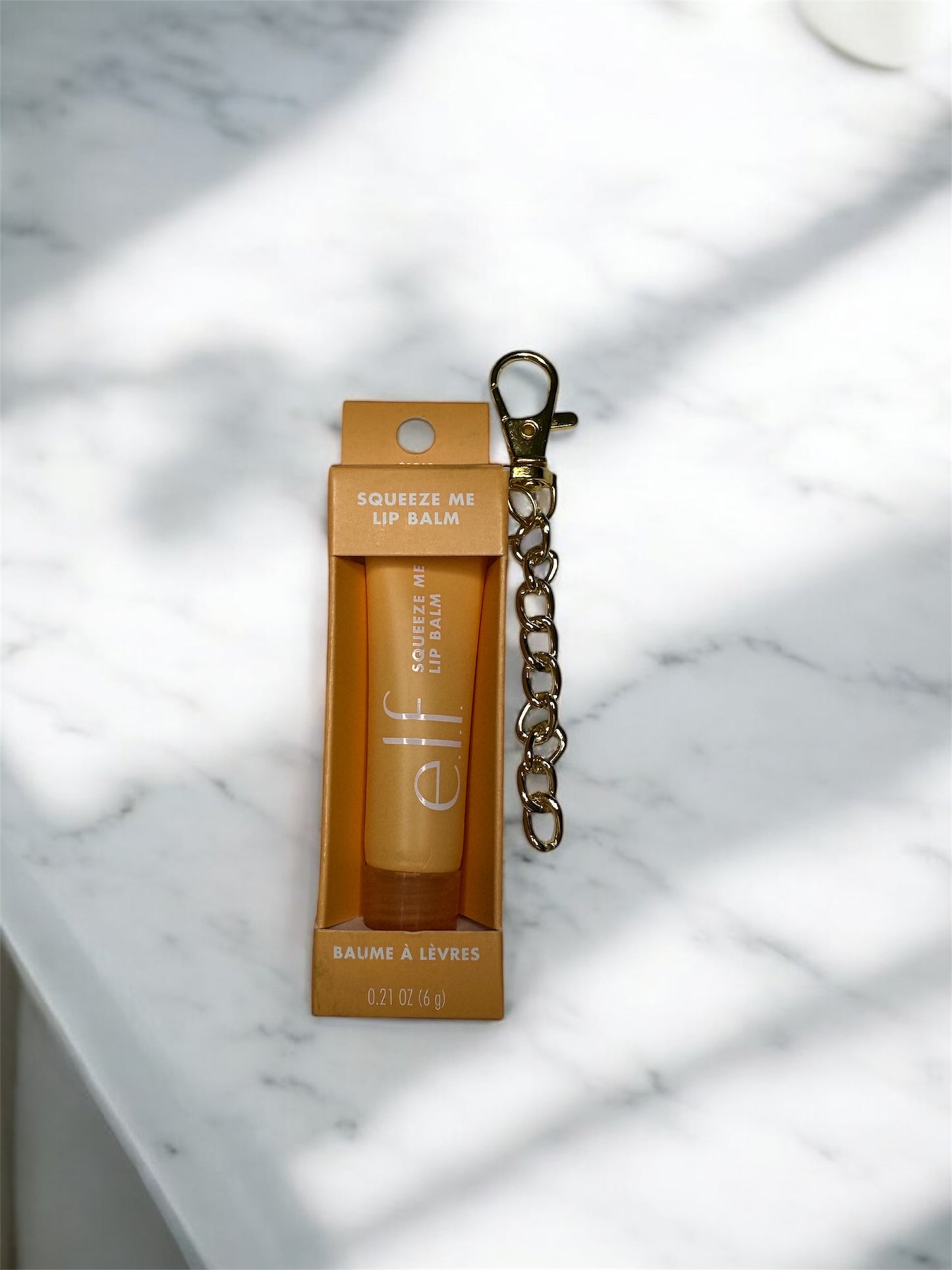 ELF honeydew (peach) lip balm with charms and name personalization