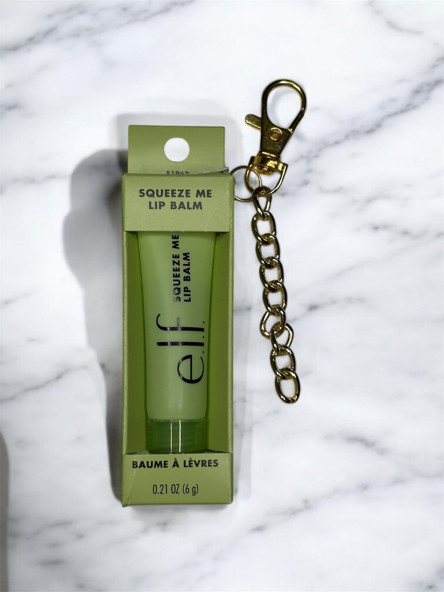 ELF honeydew (green) lip balm with charms