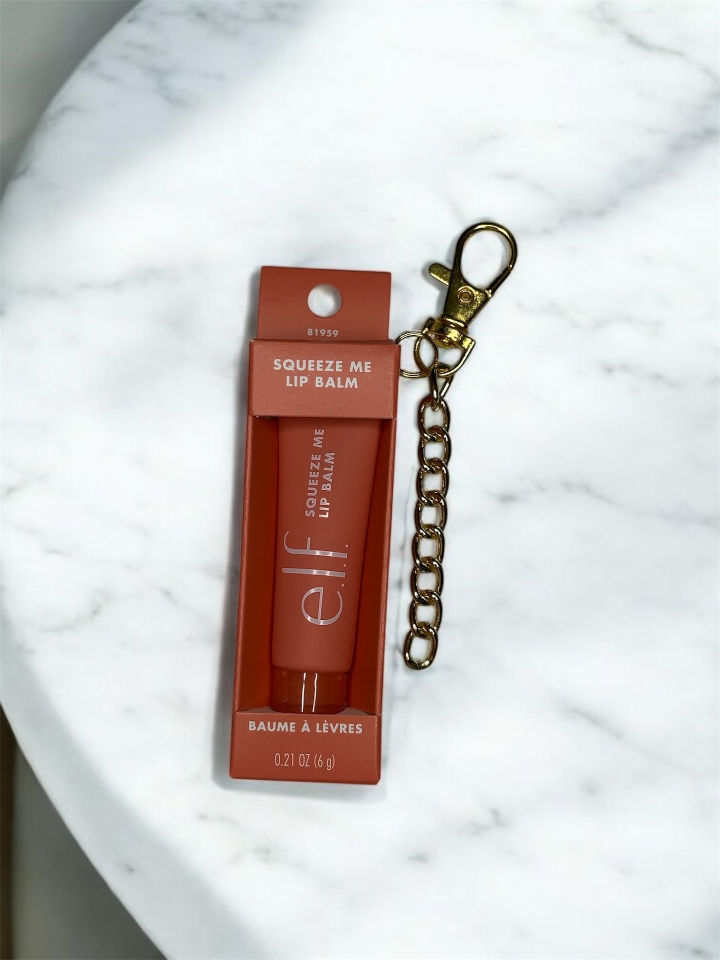 ELF strawberry (pink) lip balm with charms and name personalization
