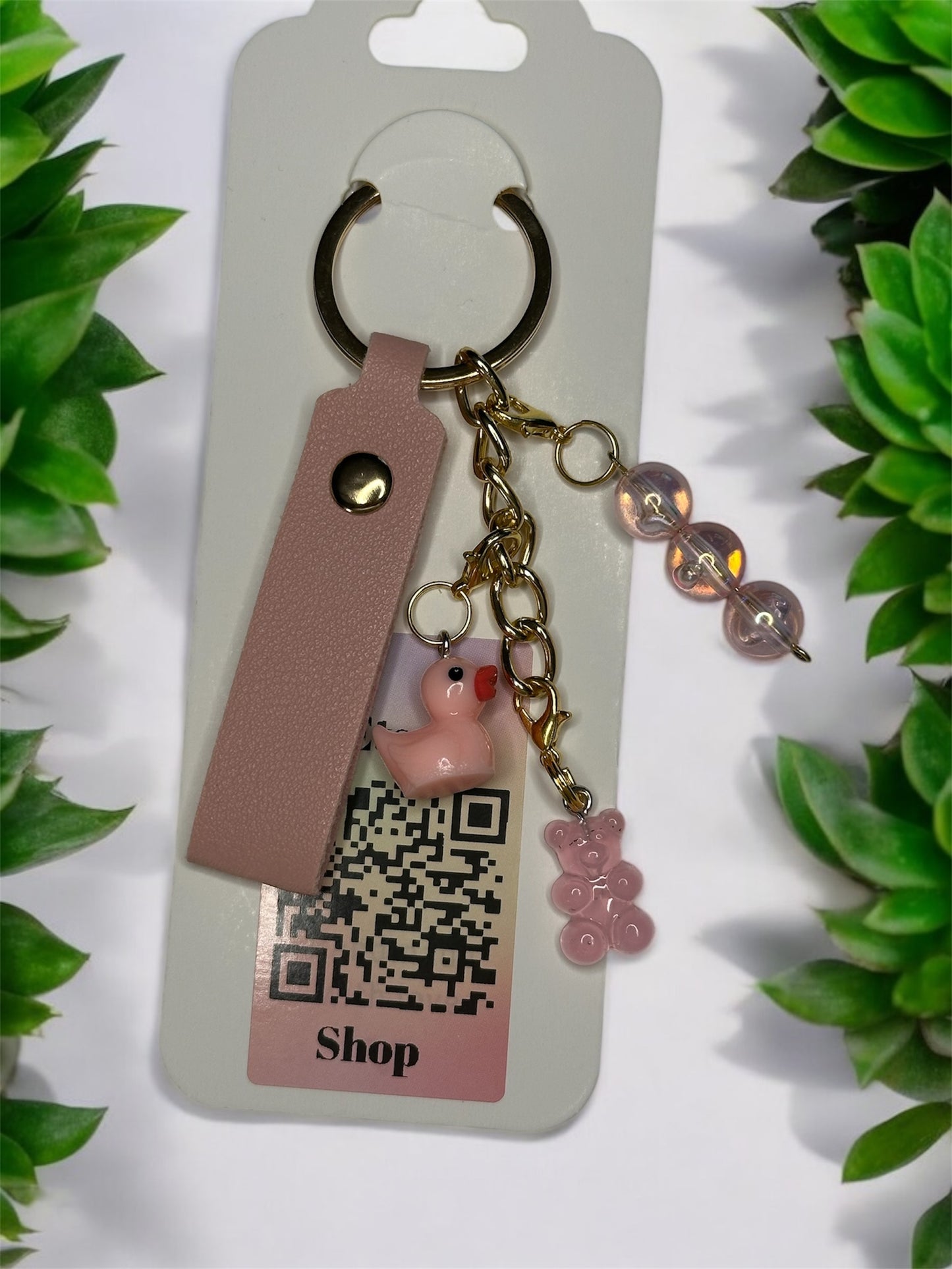 Charm Leather Strap Keychain