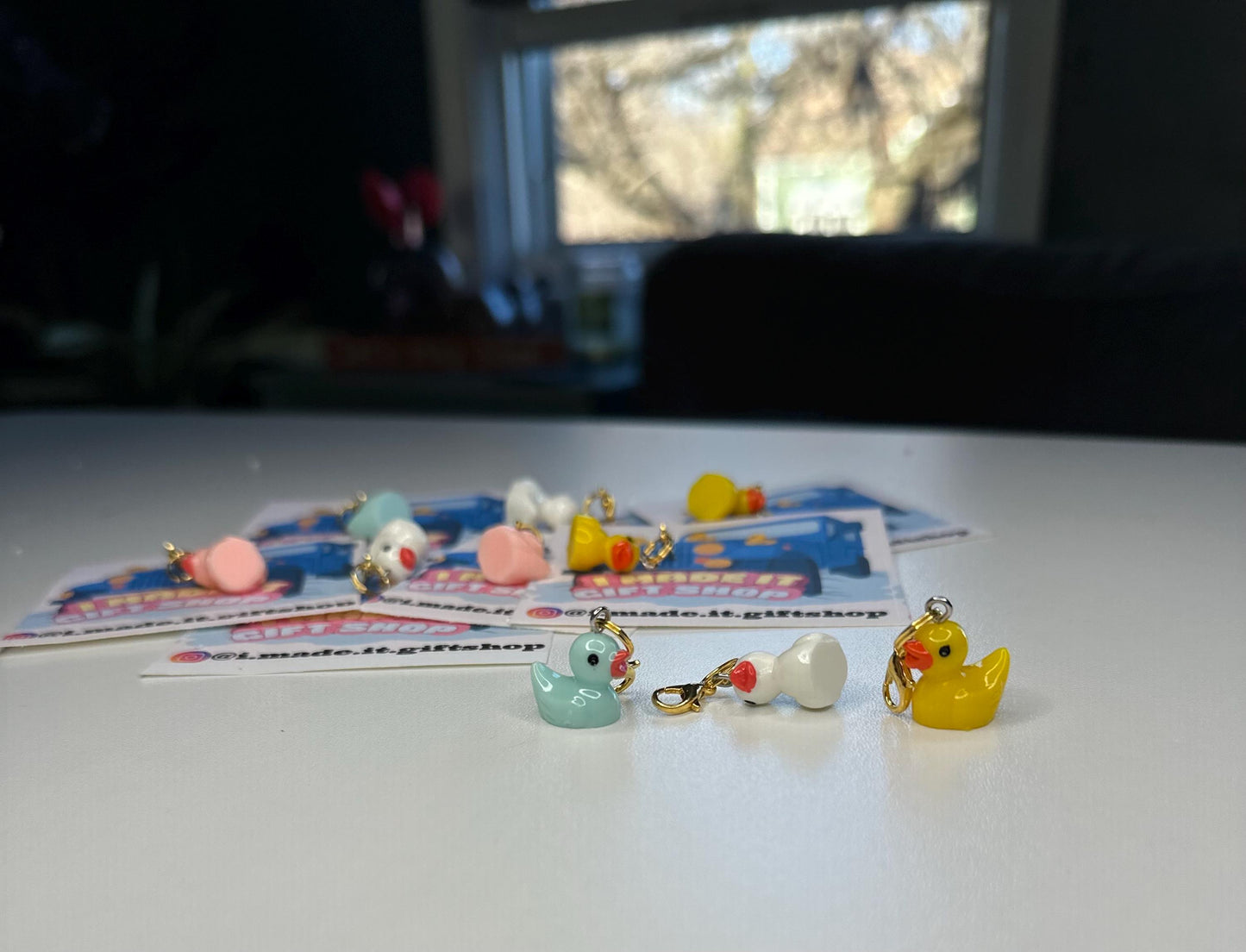 Jeep Rubber duck charms for jeep lovers keychain in pink, yellow, white, and blue Jeep Duck, Jeep, Rubber Duck, Keychain Charm