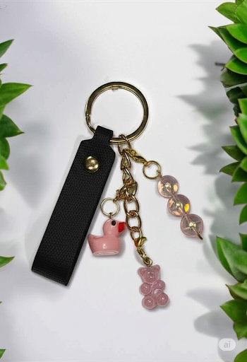 Charm Leather Strap Keychain