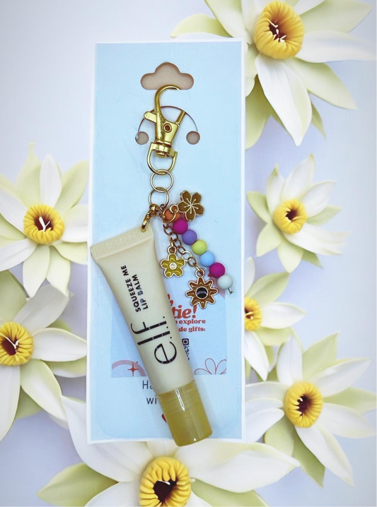 ELF vanilla (yellow)  lip balm with charms