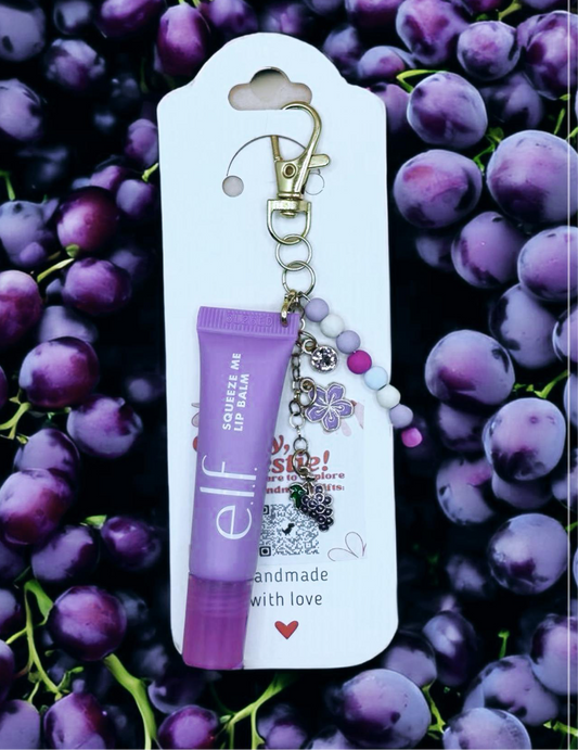 ELF grape (purple)  lip balm with charms and name personalization
