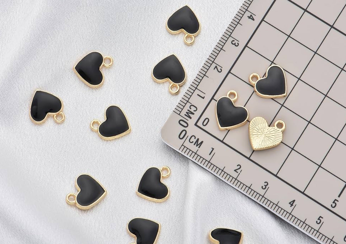 Individual Charm (black hearts)